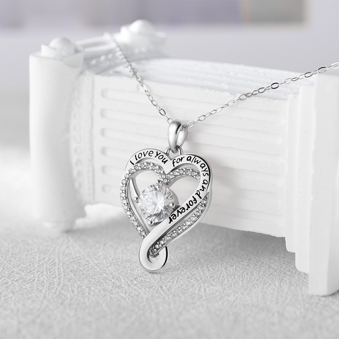 Engraved Heart Necklace for Wife