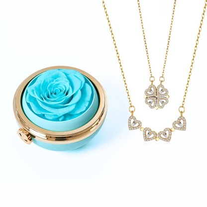 Eternal Rose Box & Clover Necklace