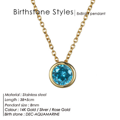 Round Birthstone Necklace