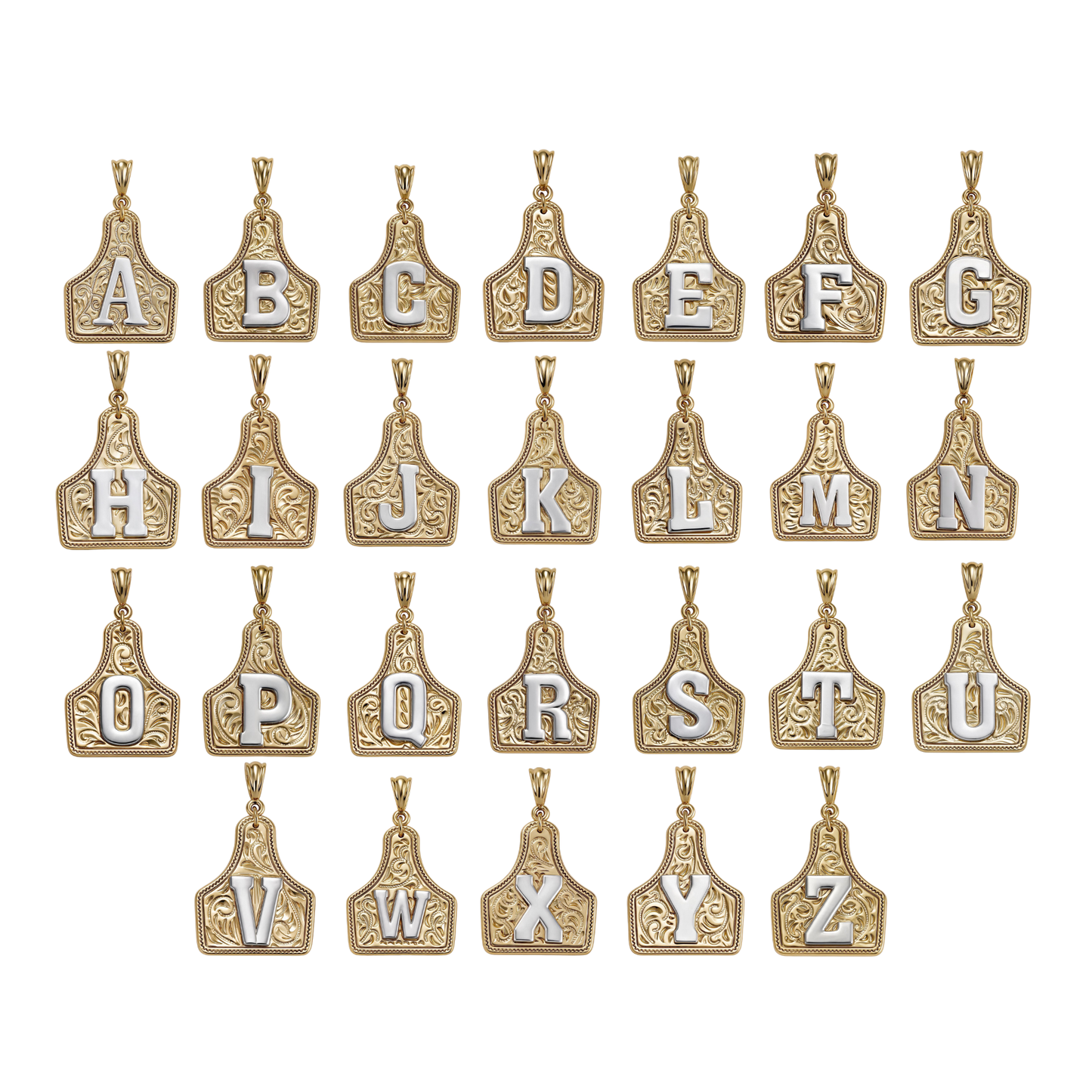 Western Initial Cow Tag Necklace