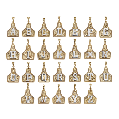 Western Initial Cow Tag Necklace