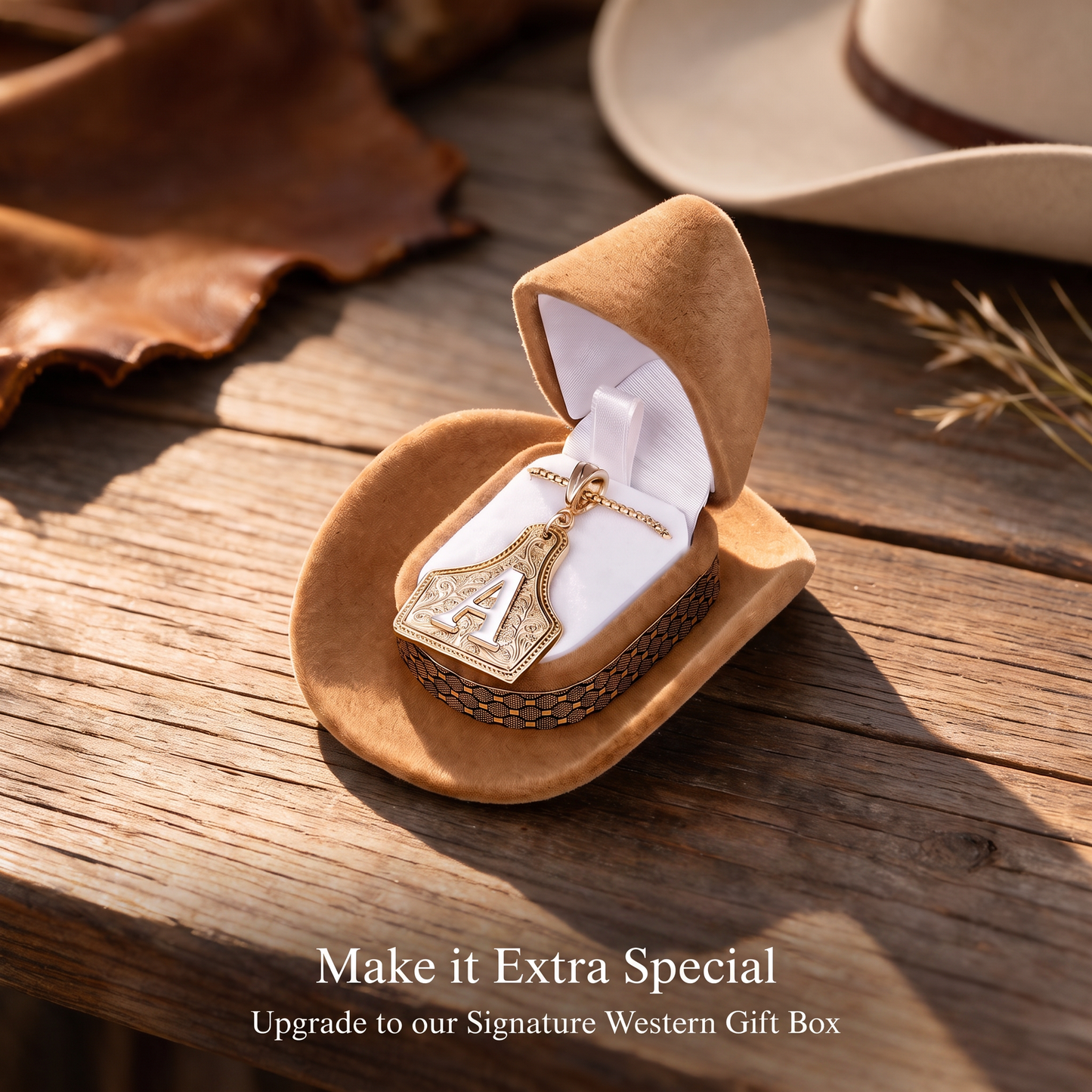 Western Initial Cow Tag Necklace