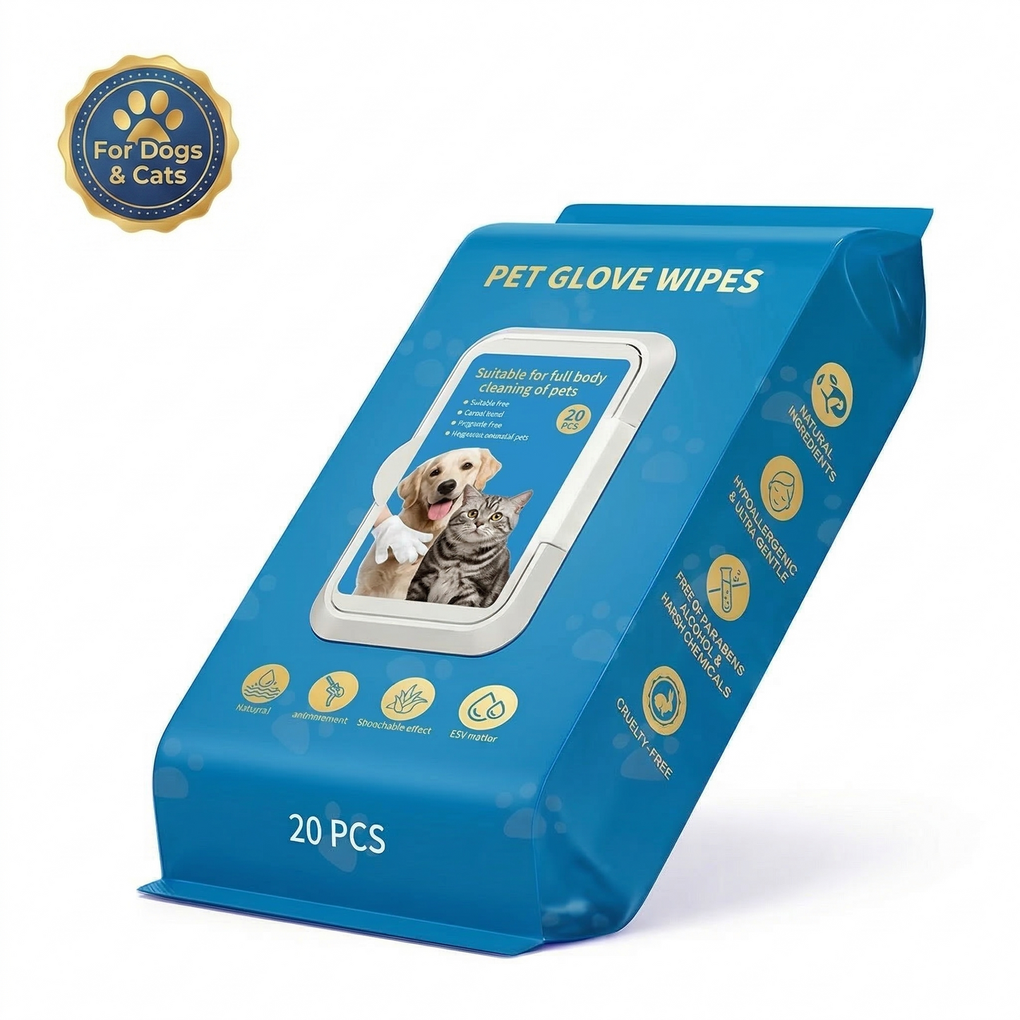 CuddleClean™ Cleaning & Deodorizing Pet Glove Wipes
