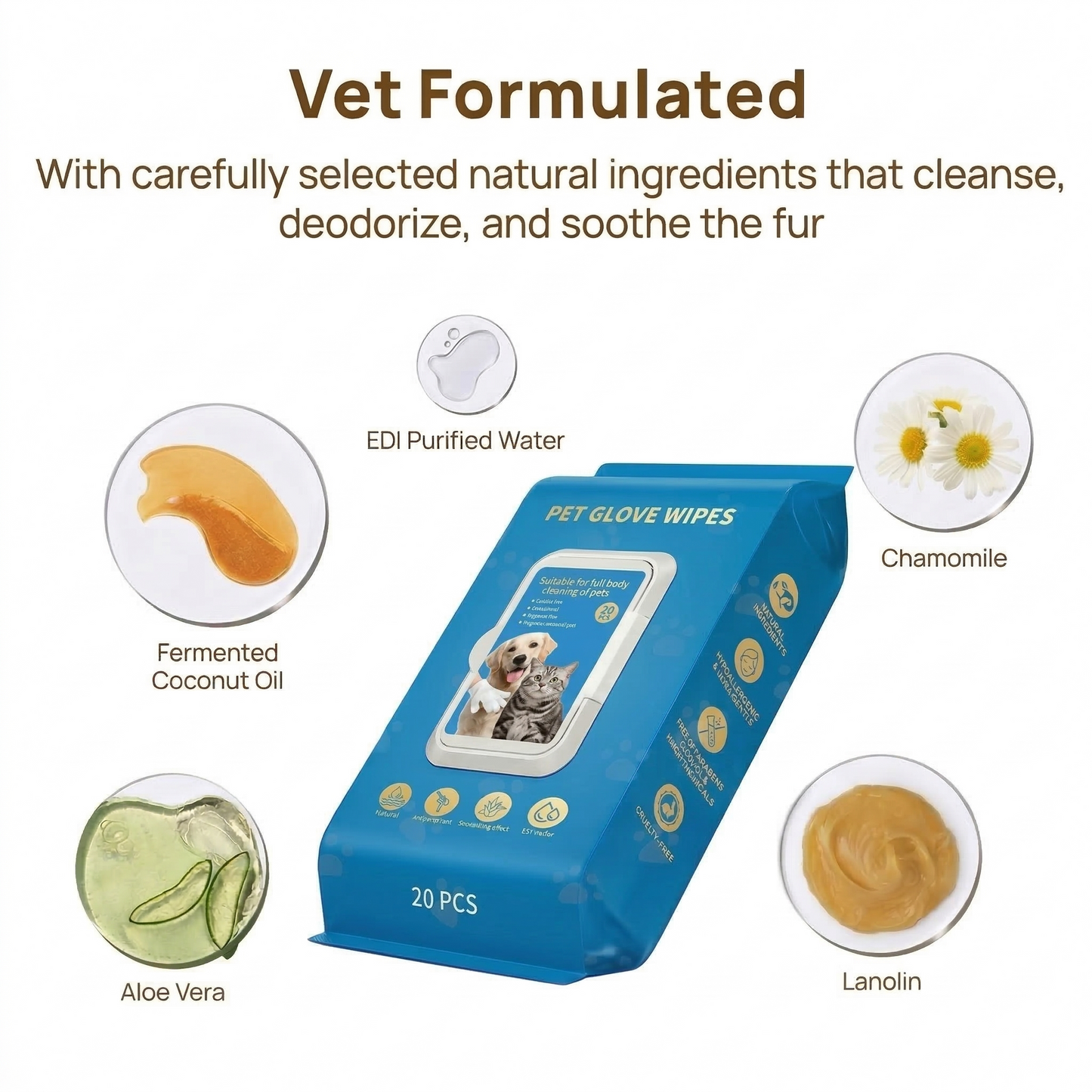 CuddleClean™ Cleaning & Deodorizing Pet Glove Wipes
