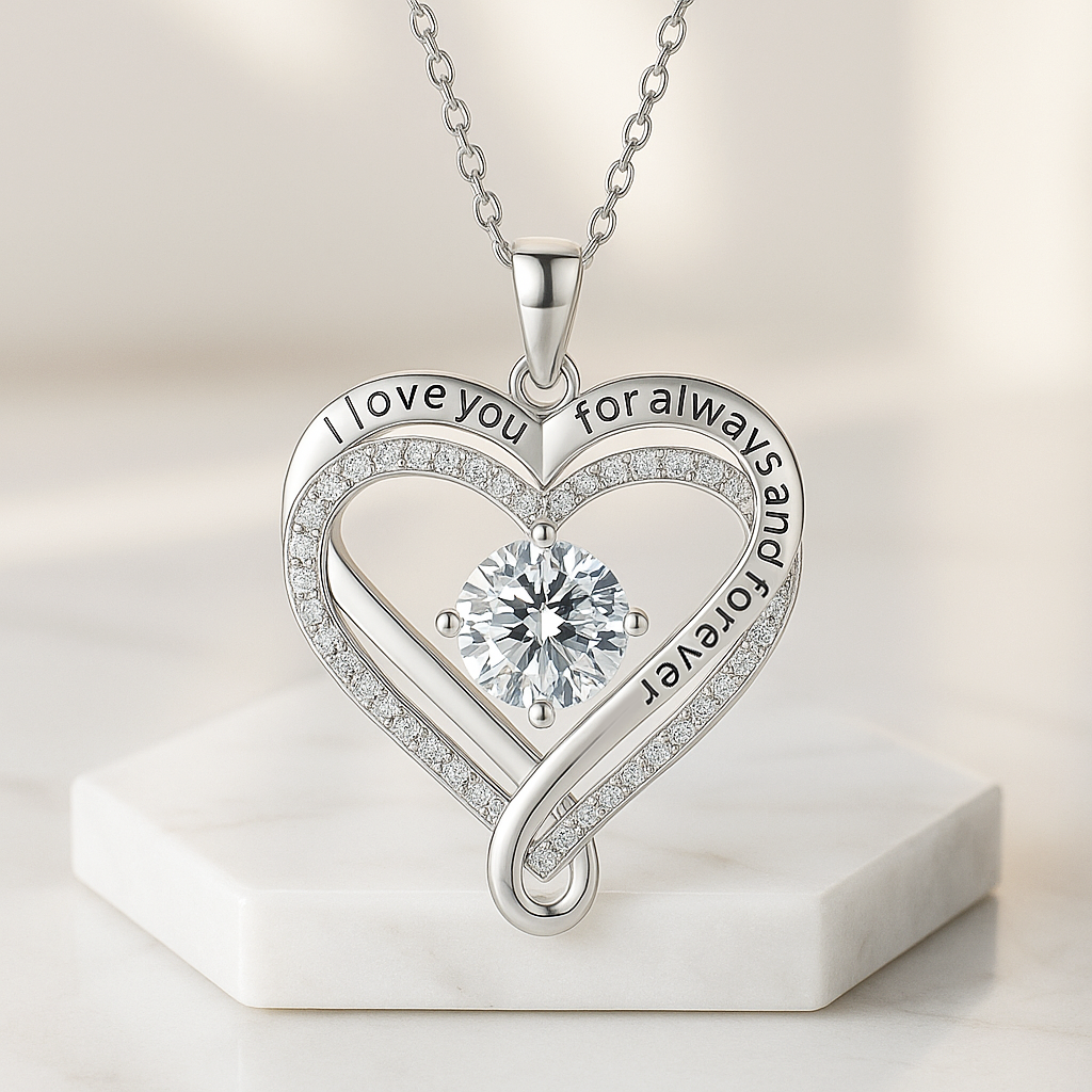 Engraved Heart Necklace for Wife