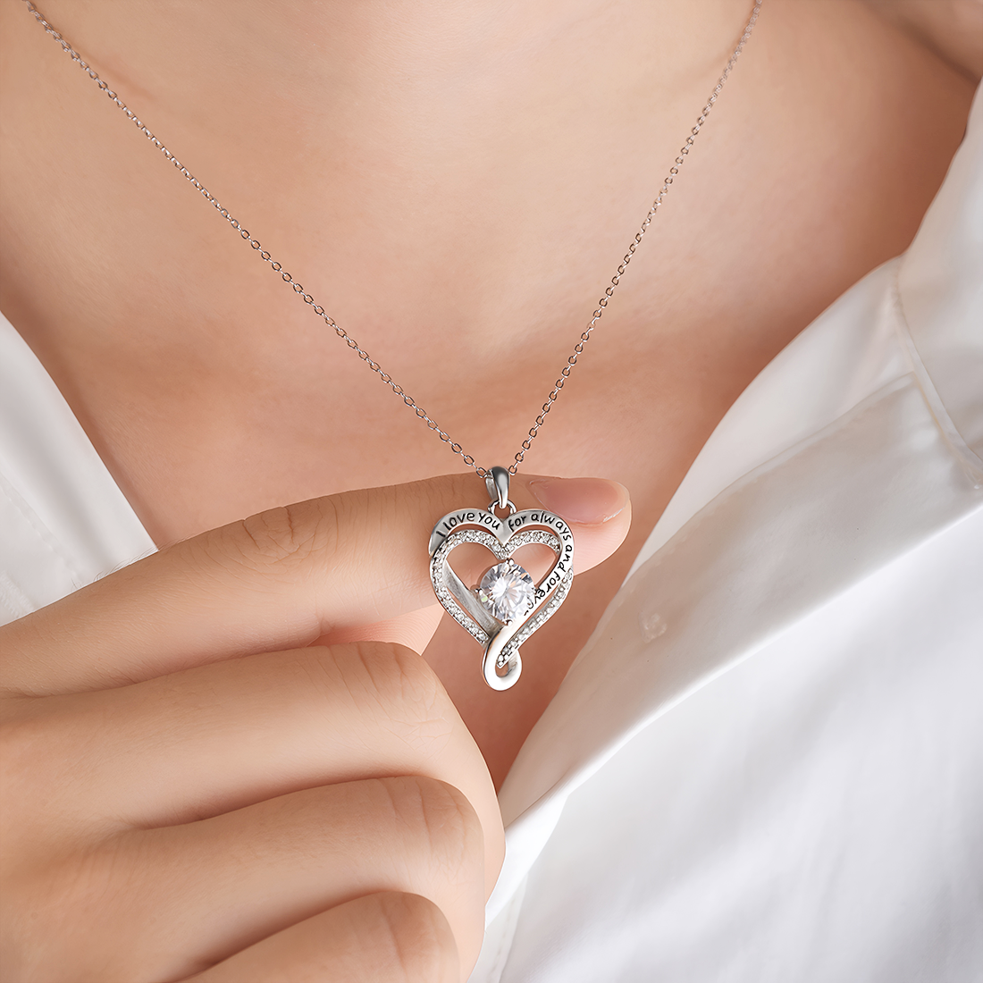 Engraved Heart Necklace for Wife