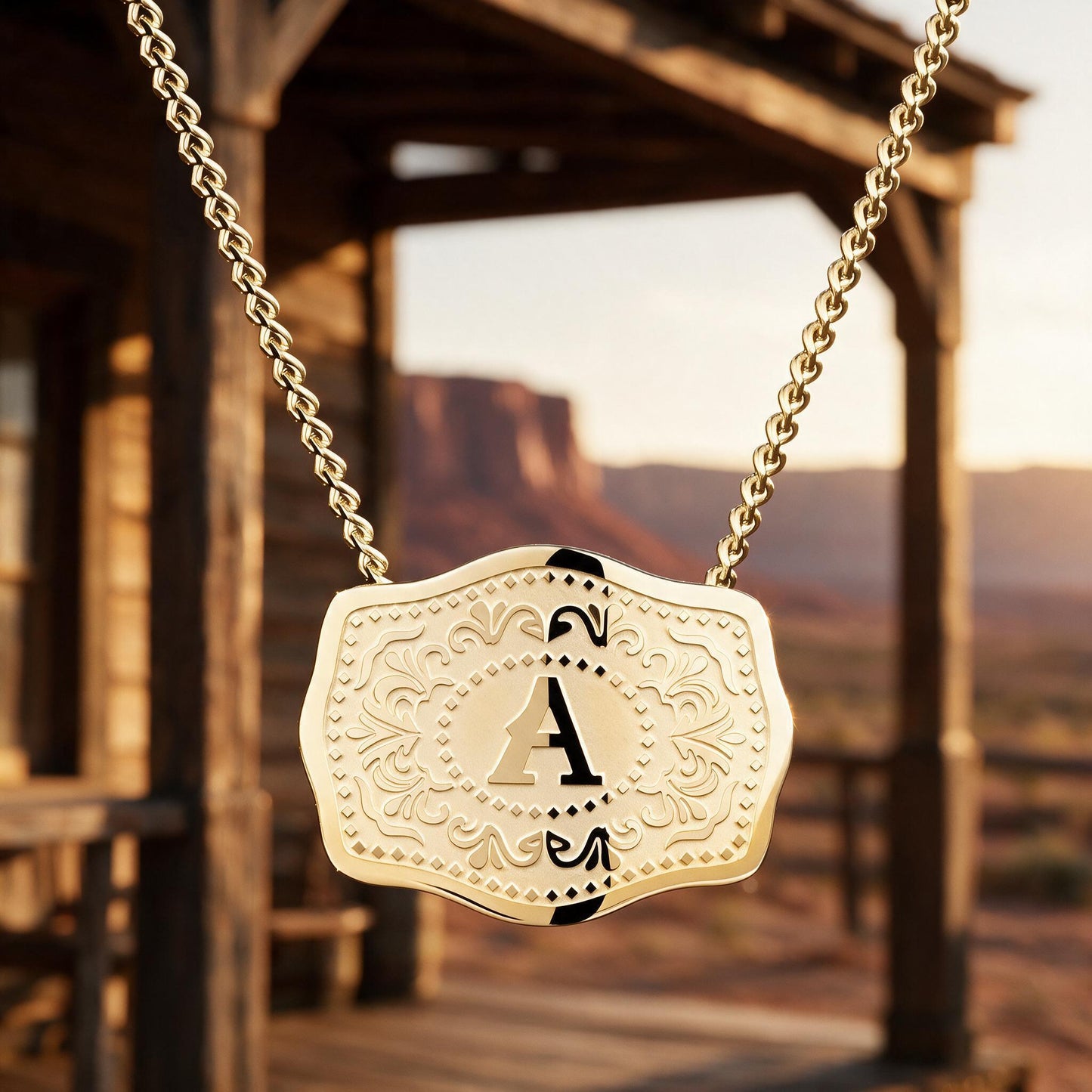 Western Initial Buckle Necklace