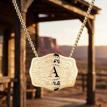 Western Initial Buckle Necklace