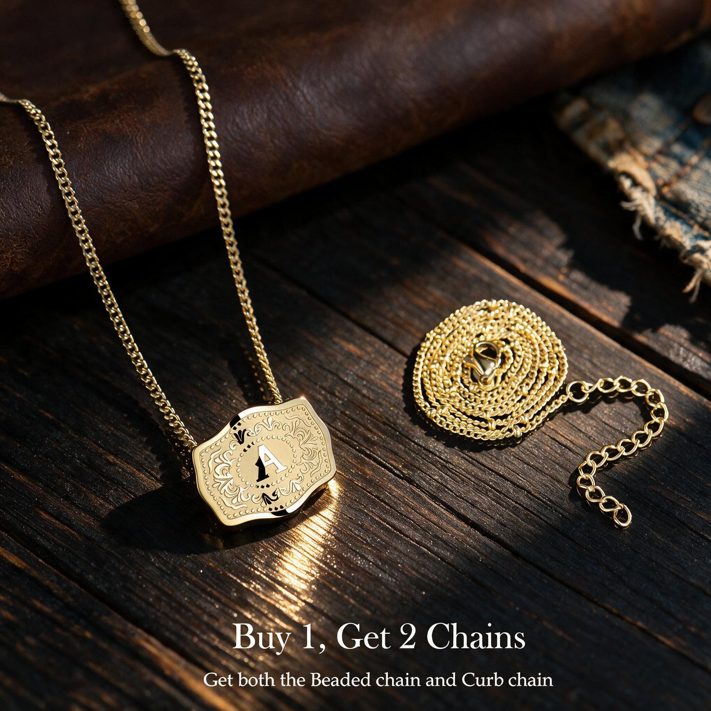 Western Initial Buckle Necklace