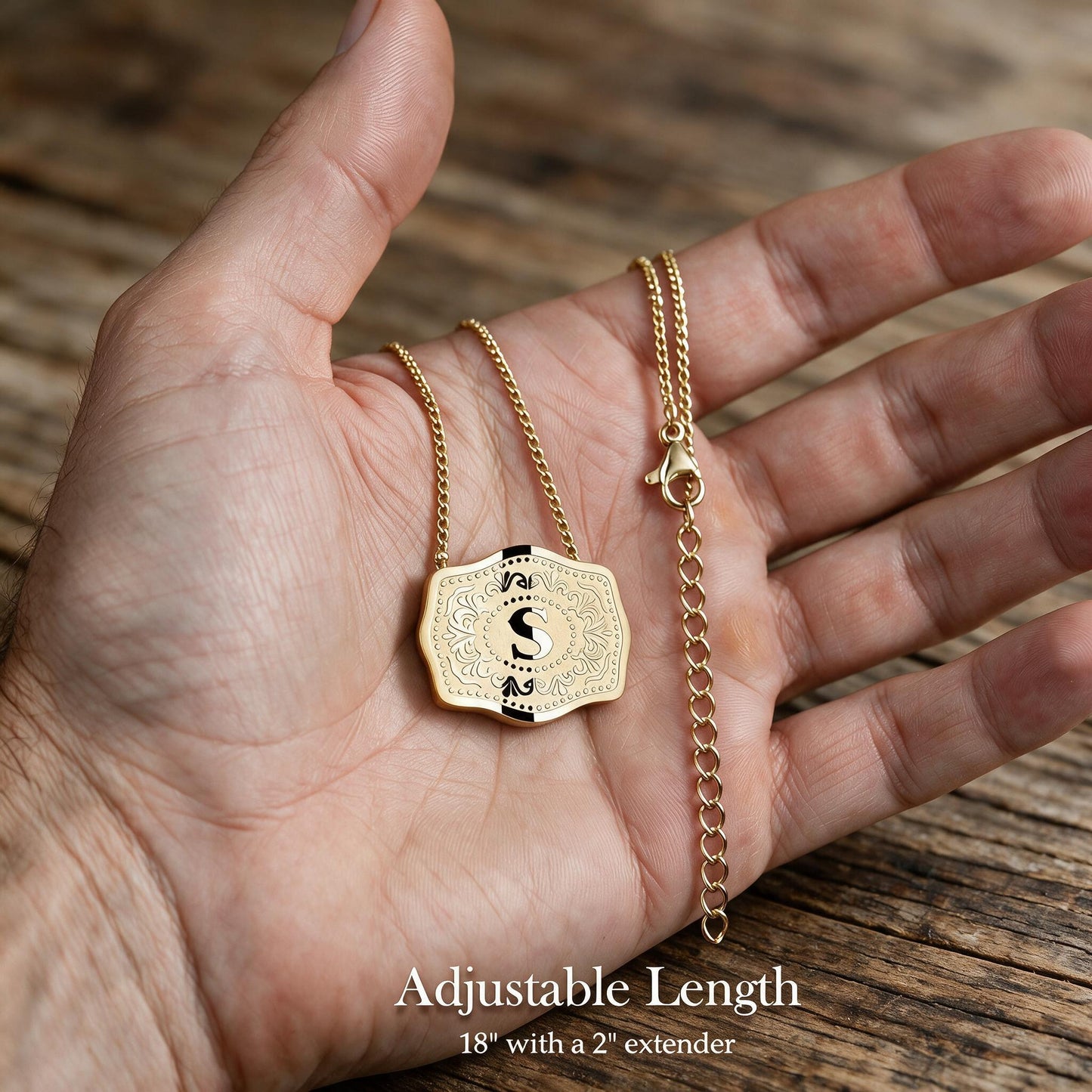 Western Initial Buckle Necklace