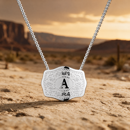 Western Initial Buckle Necklace