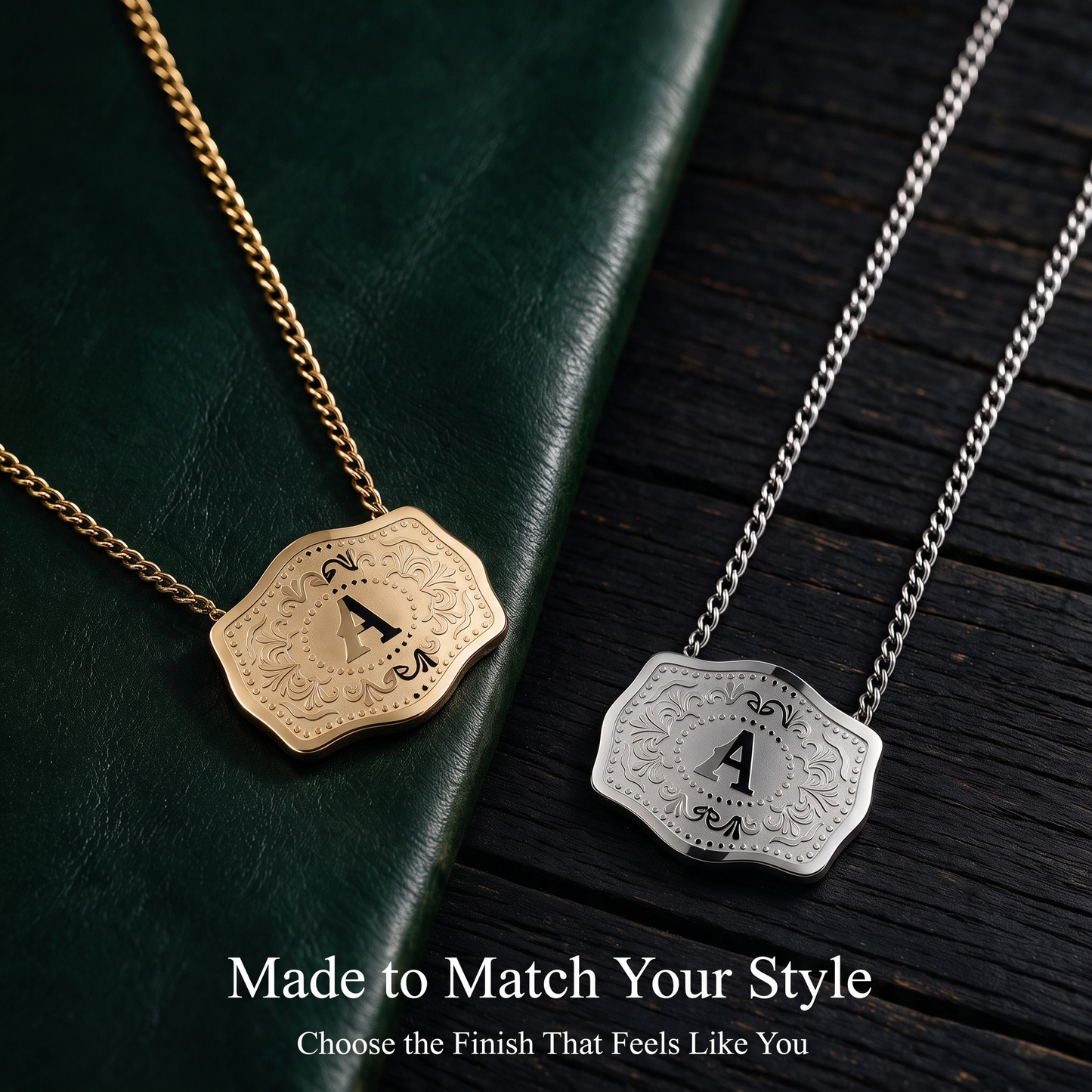 Western Initial Buckle Necklace